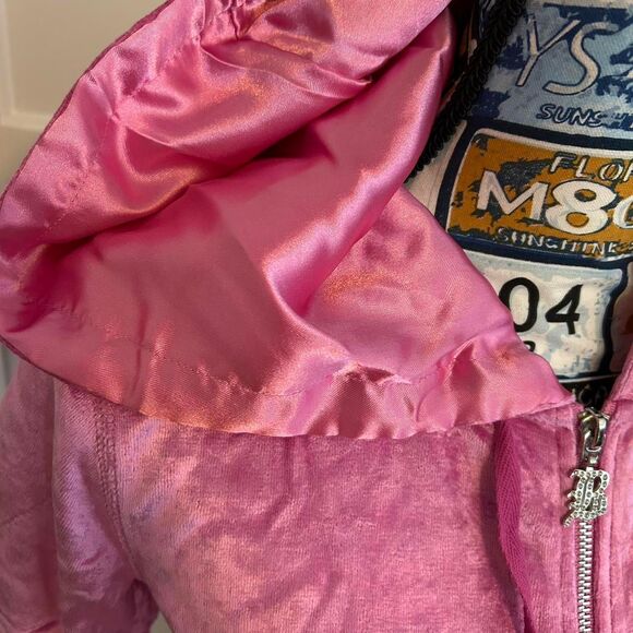 VINTAGE Y2K BCBG Pink Velour Hoodie Tracksuit - Picture 4 of 8